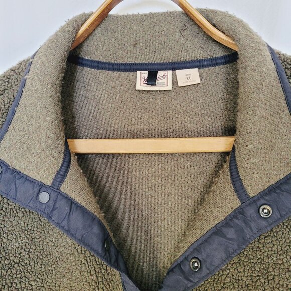 Vintage ‘00s Woolrich Green Red Two Tone Fleece Henley Jacket Mens Size XL - Picture 4 of 12